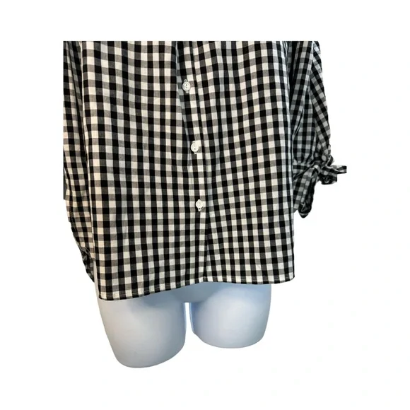 Caution To The Wind Black White 3/4 Sleeve Peasant Top Size Small - Picture 3 of 10